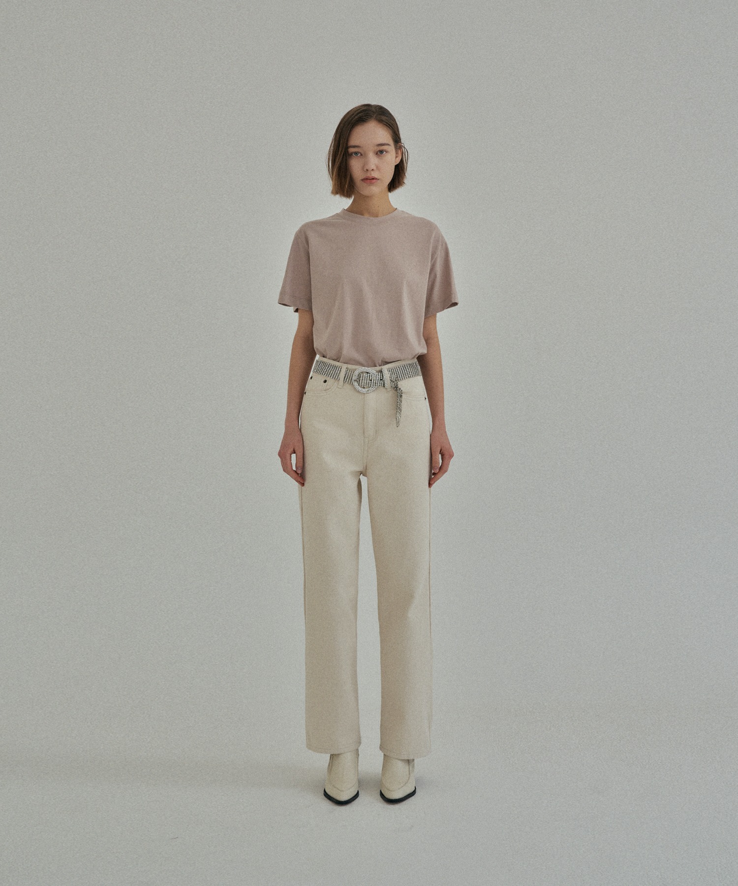 Essential Short Sleeve Layered Top (Pink Beige)
