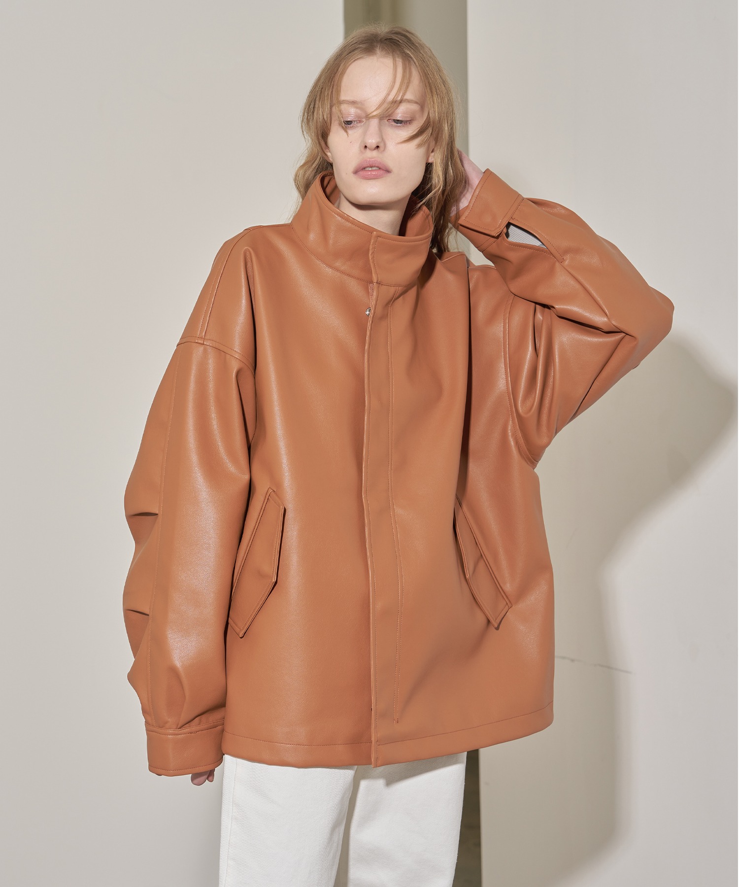 Urban Leather Jacket (Peach Caramel)