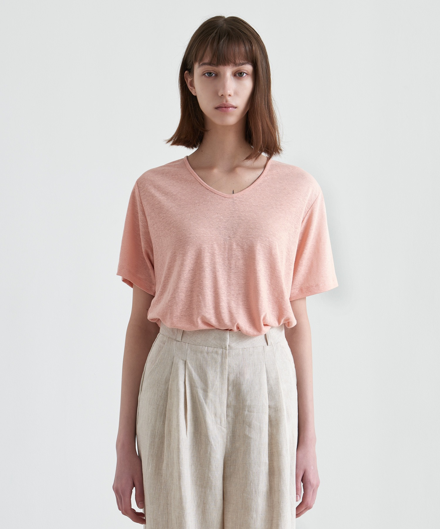 Relax Fit Linen Top (Pink)