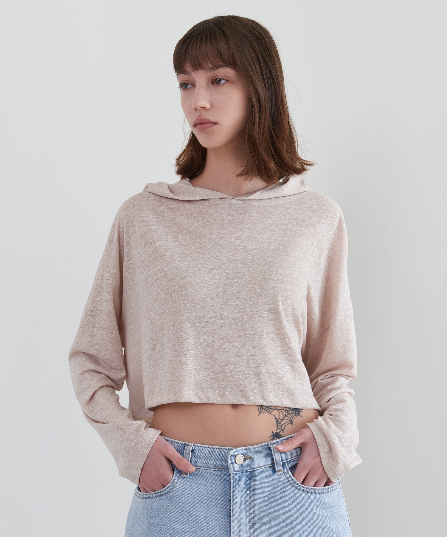All Day Summer Cropped Hoodie (Beige)