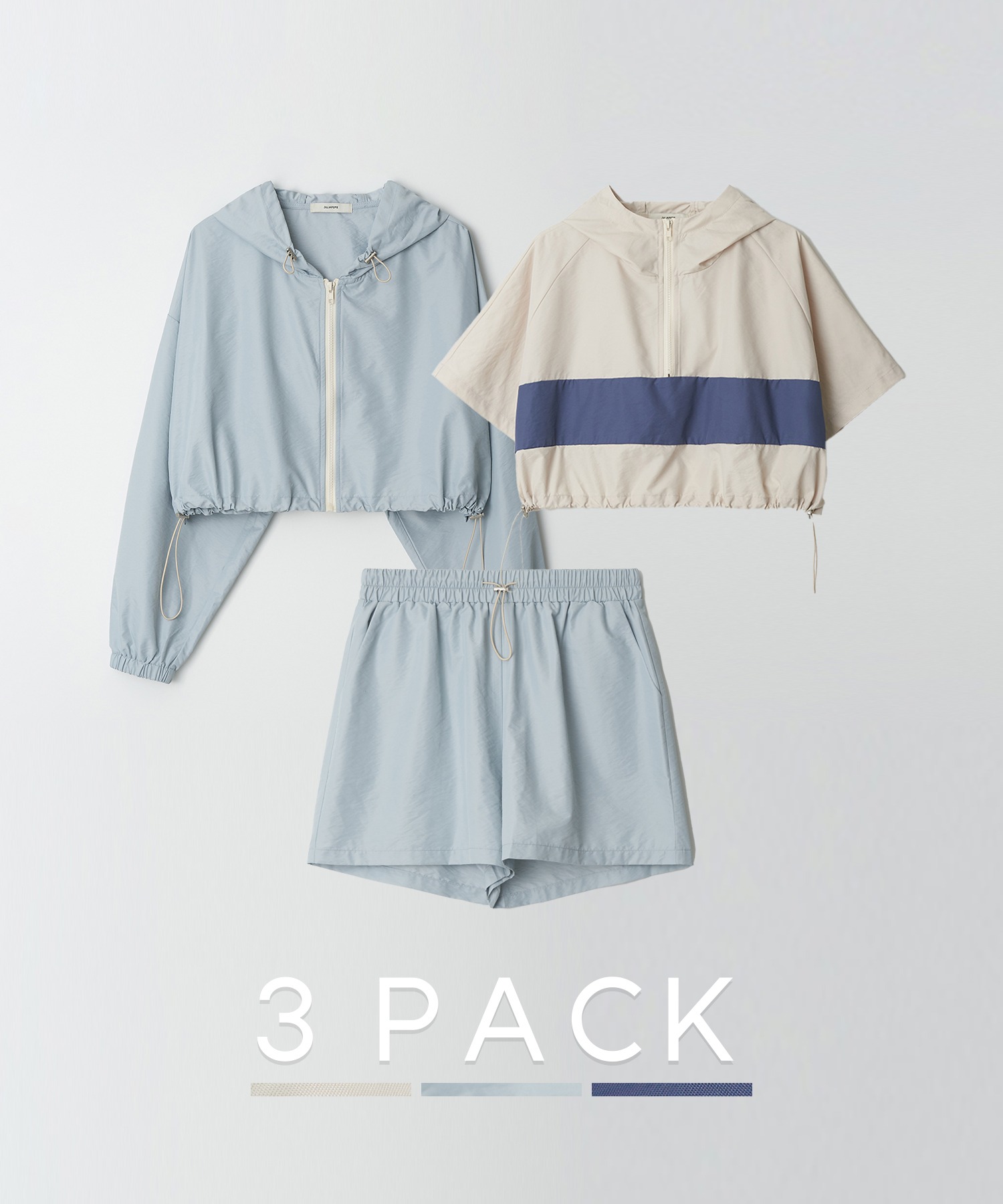 [3 PACK] Comfy Vacation Anorak (Baby Blue)